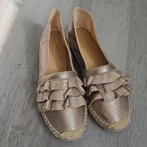 Anthropologie Gold Ruffle Espadrilles Size 37